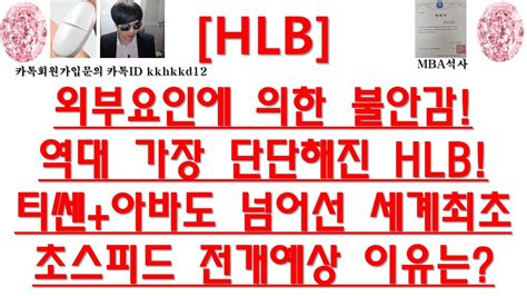 주식투자 Hlb외부요인에 의한 불안감역대 가장 단단해진 Hlb티쎈아바도 넘어선 세계최초초스피드 전개예상 이유는