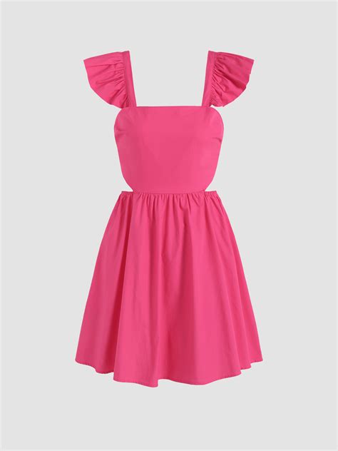 Solid Ruffle Mini Dress Cider