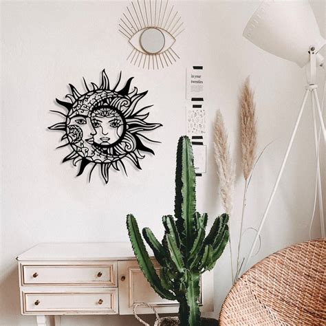 Sun And Moon Metal Wall Art Celestial Sun And Moon Wall Art Etsy