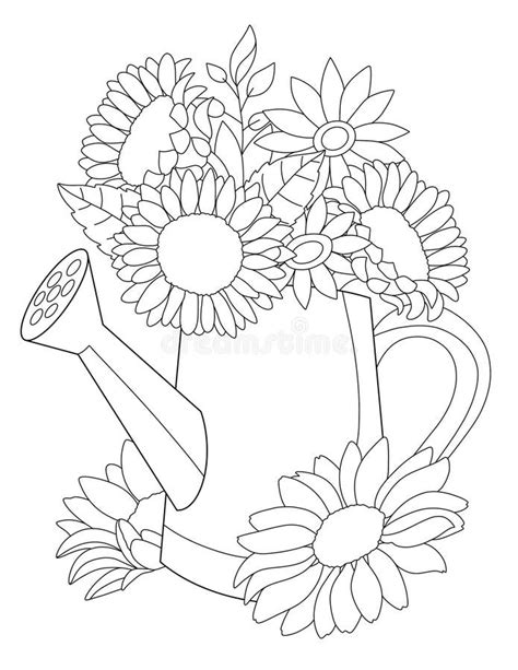 Flowers Vase Coloring Page For Adult Stock Illustration Illustration Of Page Coloringpage