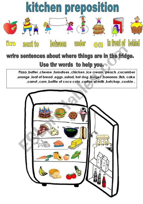 Fridge Preposition ESL Worksheet By Adva