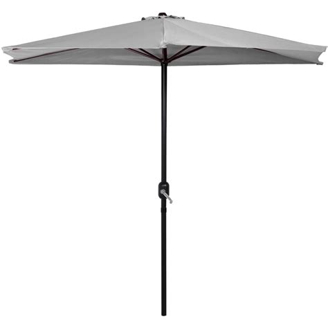 Abccanopy 9ft Outdoor Small Patio Half Umbrella With Uv Resistant Fabric And Crank Handle Gray