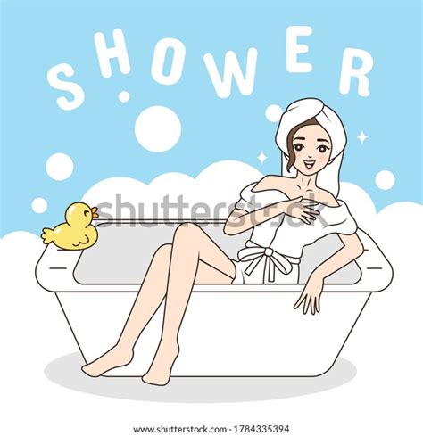 Woman Taking Shower Stock Vector Royalty Free 1784335394 Shutterstock