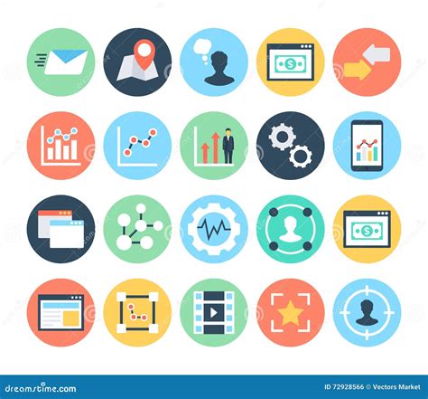 Digital Marketing Vektor Ikonen 7 Stock Abbildung Illustration Von