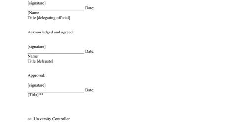 Signature Authority Delegation Letter