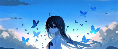 Sad Girl Wallpaper 4K, Anime Girl, Mood, Butterflies, 58% OFF