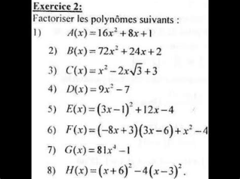 Math Matiques Niveau E Correction D Exercice Sur Les Polyn Me Et Les