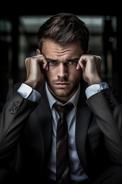 Premium Ai Image Generative Ai Young Businessman Holding Head In His