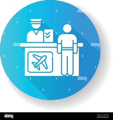 Airport Information Desk Blue Flat Design Long Shadow Glyph Icon