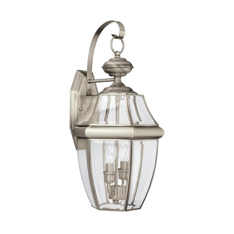 Sea Gull Lighting Lancaster 2 Light Antique Brushed Nickel Outdoor Wall Mount Lantern 8039en 965