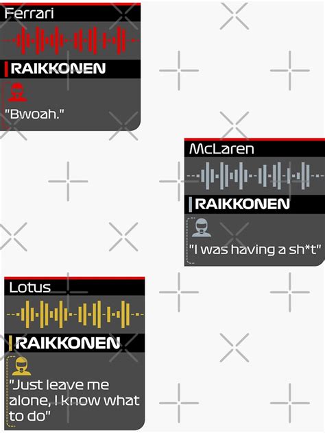 "Best of Kimi Raikkonen Quotes F1 Team Radio Sticker Magnet Pack" Sticker for Sale by ...