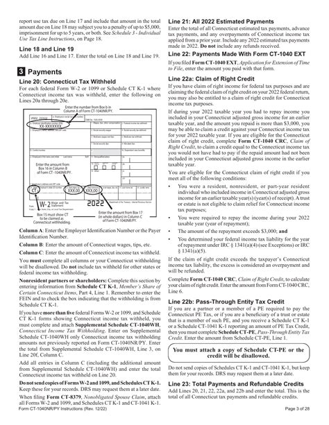 Download Instructions For Form Ct 1040nrpy Connecticut Nonresident And Part Year Resident