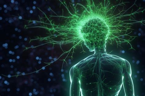 Una Cabeza Humana Verde Con Un Cerebro En El Centro Foto Premium