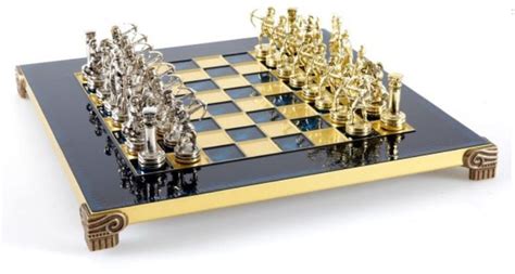 Casa Padrino Luxury Chess Set Black Blue Gold Silver Brass 28 X