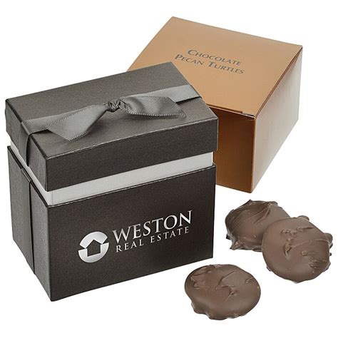 4imprint.com: Fancy Favor Gift Box - Pecan Turtles 154743-PT