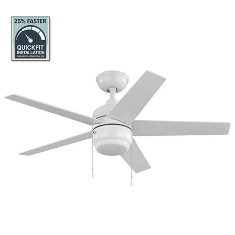 Hampton Bay Mena 44 In Led Indooroutdoor Matte White Ceiling Fan With Light Kit And Reversible