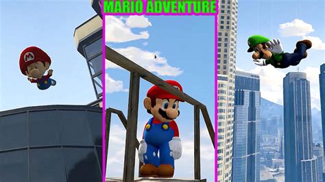 Mario Luigi Ragdoll Compilation With Parachute In Gta V Youtube