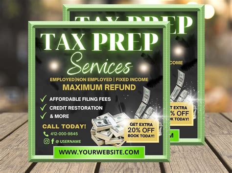 Tax Preparer Flyer Diy Canva Tax Flyer Template 2021 Etsy