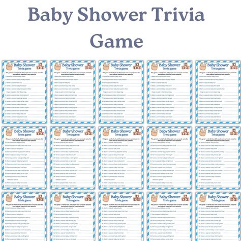 Baby Shower Game Baby Shower Trivia Game Baby Shower Activity Instant