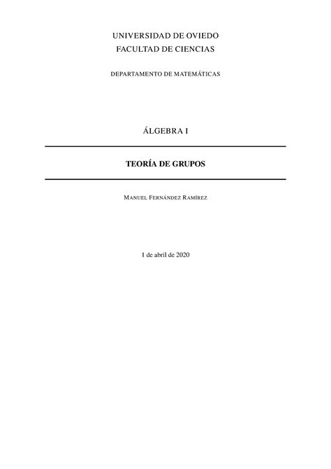 Apuntes Grupos UNIVERSIDAD DE OVIEDO FACULTAD DE CIENCIAS