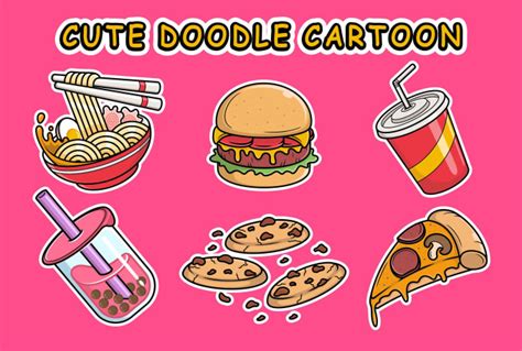 Draw Cute Kawaii Doodle Cartoon Illustration For Food Character Any