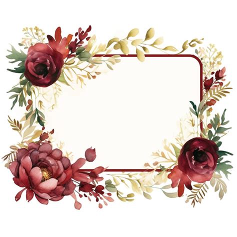 A Watercolor Romantic Floral Frame With Pink Rose Flowers And Leaves