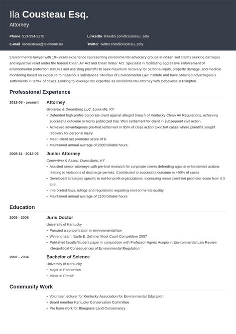 Law Resume Template