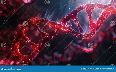 Uma Cadeia De Dna Vermelha Um Fundo Preto Pela Imagem Gerada Por Ai