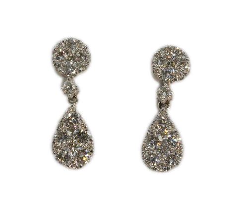 Pear Shaped Cluster Diamond Drop Earrings - Valia's Jewelers