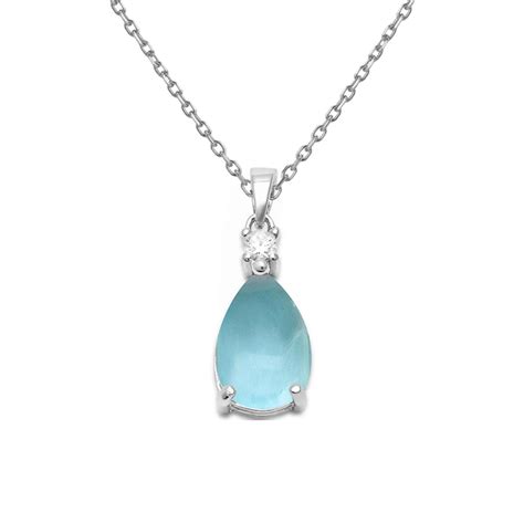 Cadena con dije de plata 925 y Larimar Joyería Alahas