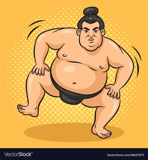 Sumo Wrestler Pinup Pop Art Royalty Free Vector Image