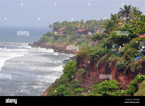 The beach and the cliff at Varkala, Kerala, India Stock Photo - Alamy