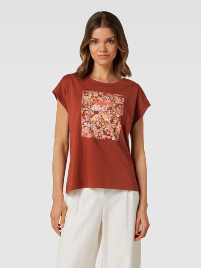 Esprit T Shirt Met Bloemenprint In Terracotta Online Kopen P C