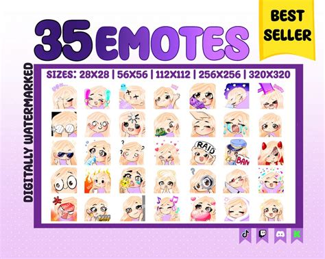 Emote Twitch Chibi Girl Light Blond Hair Vanilla Skin Etsy