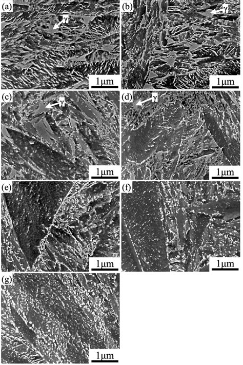 SEM Images Of Carbides In Martensite Tempered For Various Periods A