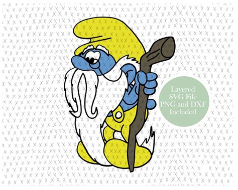 Grandpa Smurf Svg Cut File Svg Cut File Clipart Png Instant Download