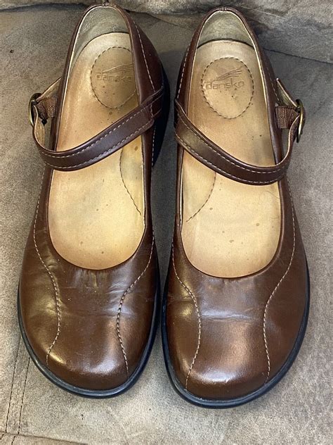 DANSKO Brown Leather Mary Jane Wedge Comfort Clogs Wo Gem