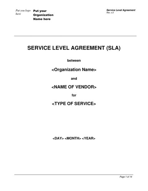 Free Printable Service Level Agreement Templates PDF Word