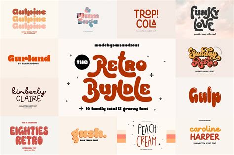 Retro Font Bundle Groovy Schrift Cricut Schrift Canva Schrift