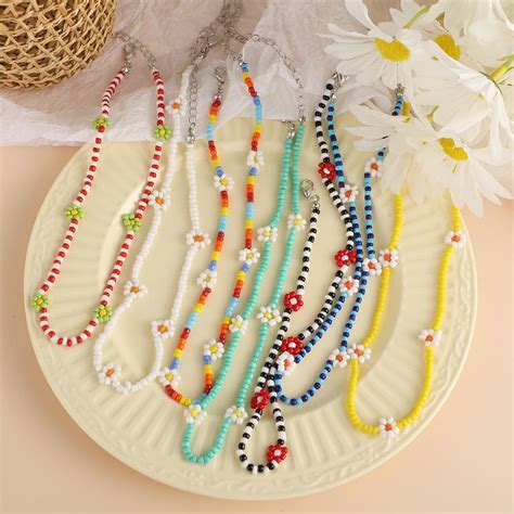 Jual Senada Victory Kalung Choker Boho Mote Bunga Colorful Beads