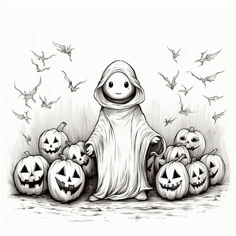 Premium AI Image | Cute Halloween Ghost Drawing with a Simple Design