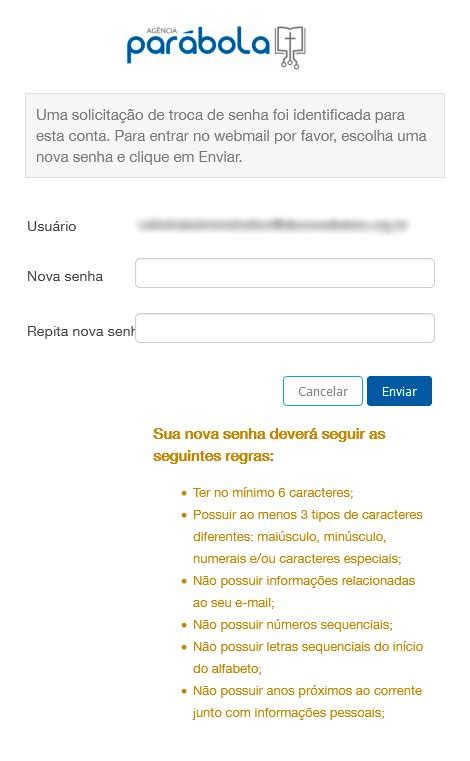 Primeiro Contato o Webmail Agência Parábola