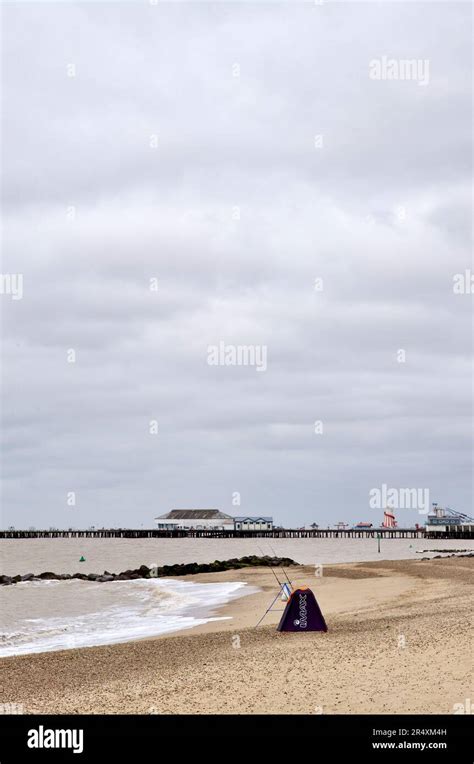 Beach Casting On A Deserted Beach At Clacton On Sea Stock Photo Alamy