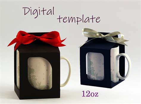 12oz Mug Box Template Mug Holder Svg Mug T Box Template Etsy