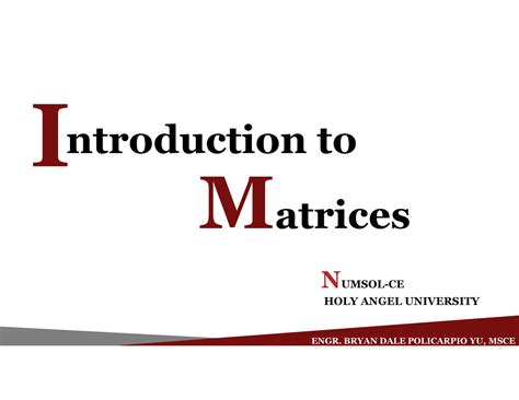 Topic 1 Introduction TO Matrices Warning TT Undefined Function