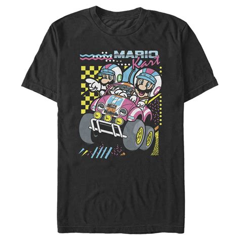 Nintendo Womens Nintendo Mario Kart 90s Art Graphic Tee Black Medium