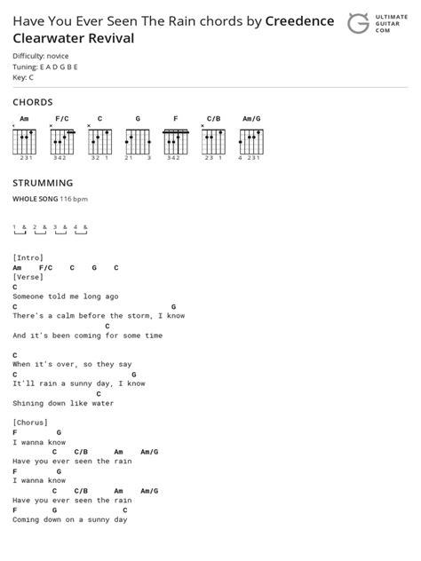 Have You Ever Seen The Rain Chords By Creedence Clearwater Revivaltabs Ultimate Guitar Archive