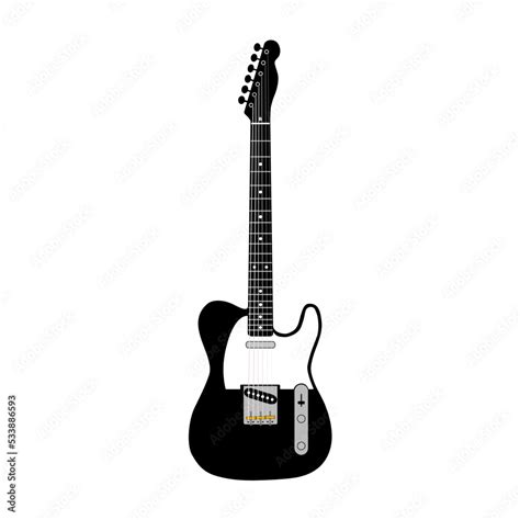 Electric Guitar Isolated On White Electric Guitar Outline Vector Stock