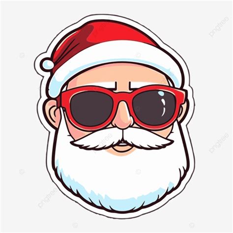 Santa Claus Sticker With Red Sunglasses Clipart Vector Sticker Design