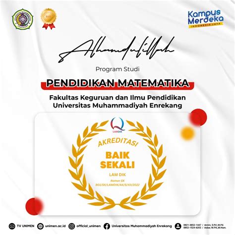 Prodi Pendidikan Matematika UNIMEN Raih Akreditasi Baik Sekali Dari